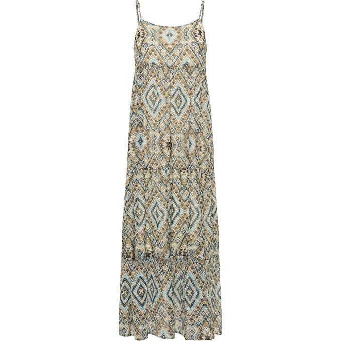IZIA Maxi-jurk met spaghettibandjes Dames Blauw Goud