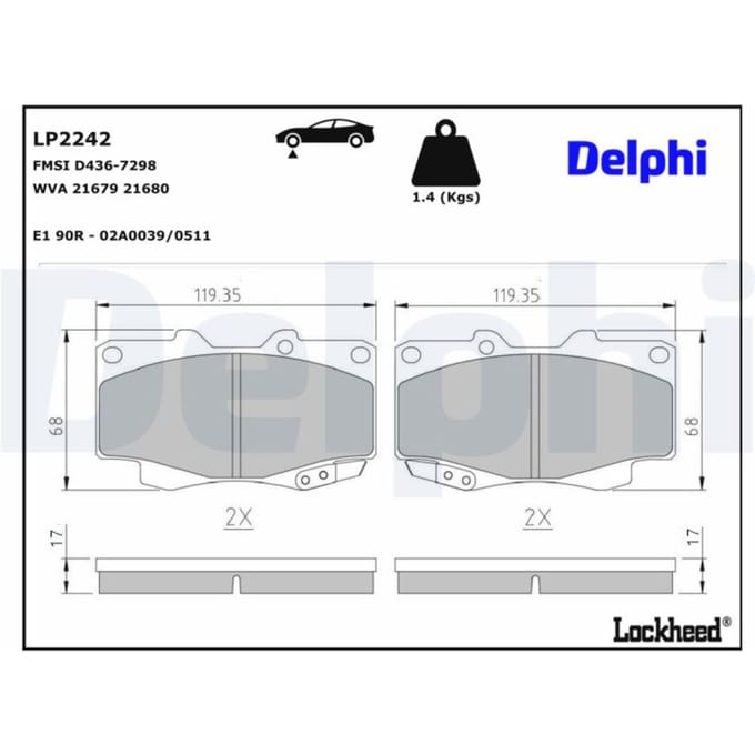 Remblokset DELPHI LP2242, voor