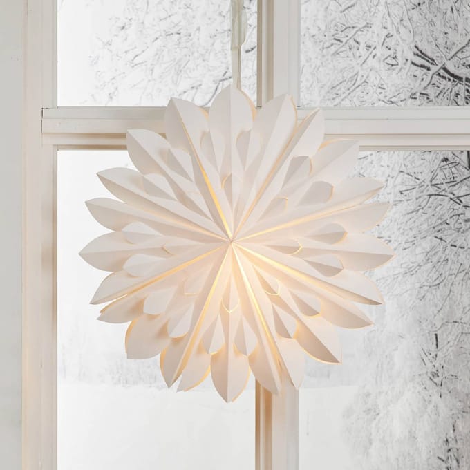 STAR TRADING Decoratieve ster Cliff, papier, zonder fitting wit Ø 60cm