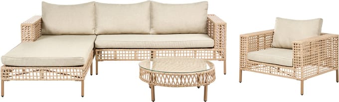 CALASETTA - Loungeset 4-zits - Beige - Rechtszijdig - PE rotan