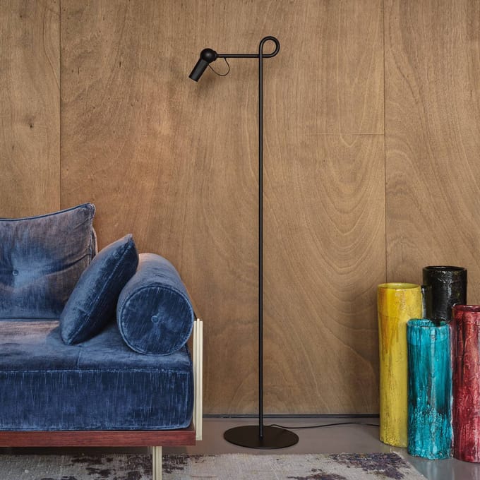 kdln LED vloerlamp Bird, zwart, 126 cm, metaal, dimbaar