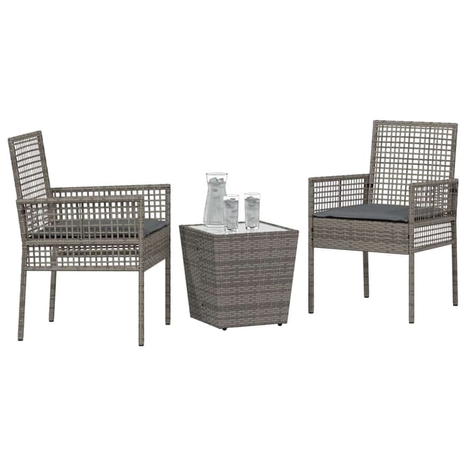 vidaXL - Tuin - Bistro - Set - 3 - st - Grijs - poly - rattan