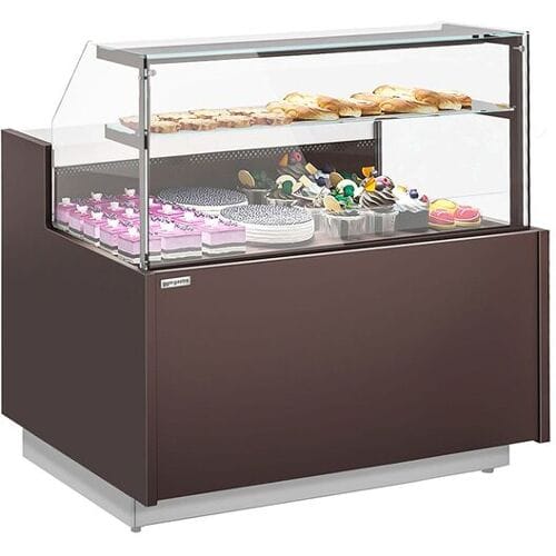 GGM Gastro Gebaksvitrine RIGA - 1370x990mm - 138 liter - met 2 deuren - met 2 legroosters zilver
