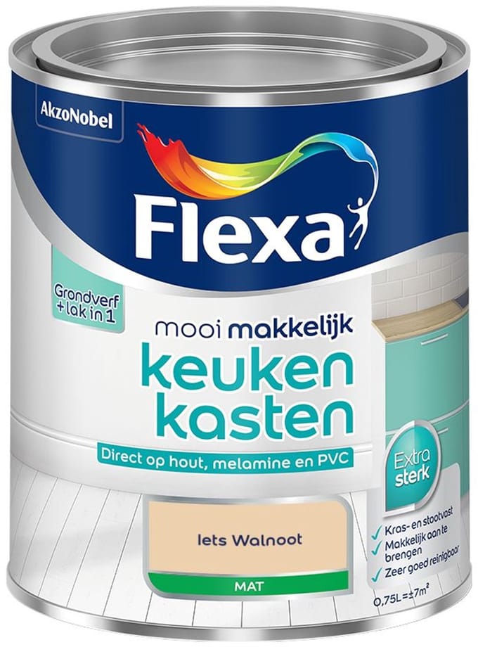 Flexa - Mooi Makkelijk Keukenkasten Mat - Iets Walnoot - Mengverf - 750 Ml