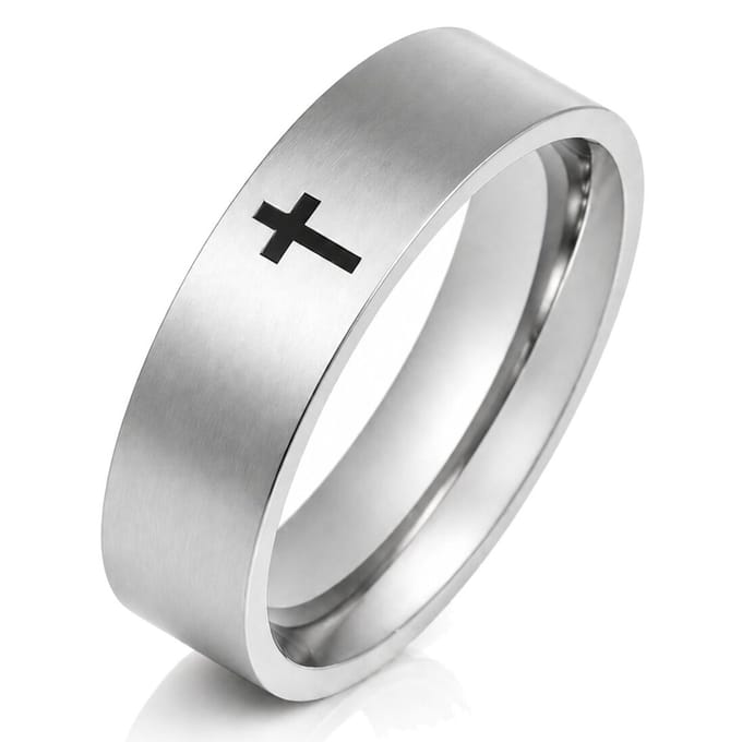 Stalen mannen ring LGT Jewels Zwart Kruis-20mm