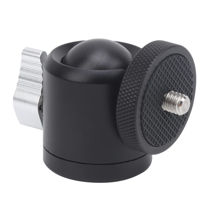 360 graden Rotatie Aluminiumlegering Mini Balhoofd met Cold Shoe 14in Schroefgat Interface black