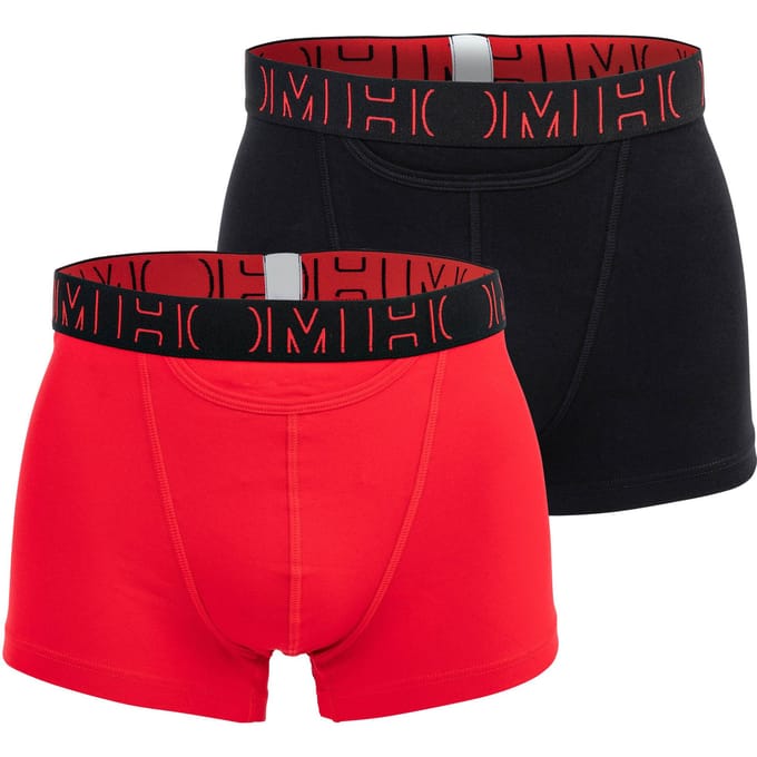HOM - Boxerlines#2 - Boxer Briefs HO1 (2-pack) - Heren Boxer met horizontale gulp - Rood/Zwart - Maat S