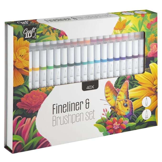 Kleurset fineline + brushpen 40 Delig in luxe box