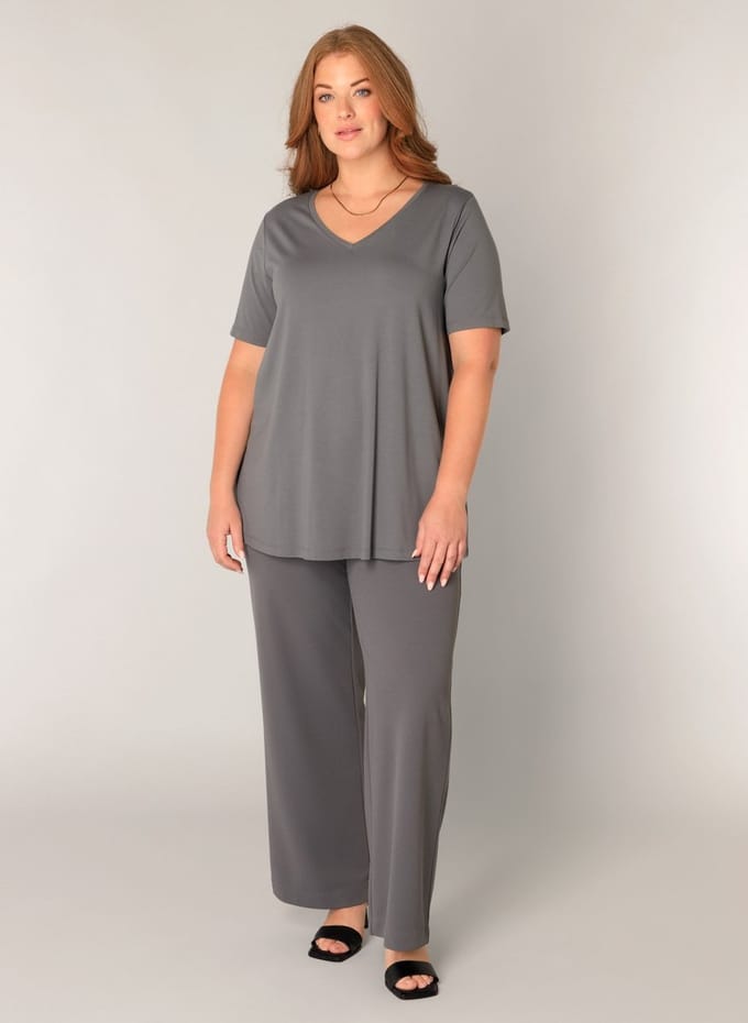 BASE LEVEL CURVY Alba T-Shirts - Dark Grey - maat 0(46)