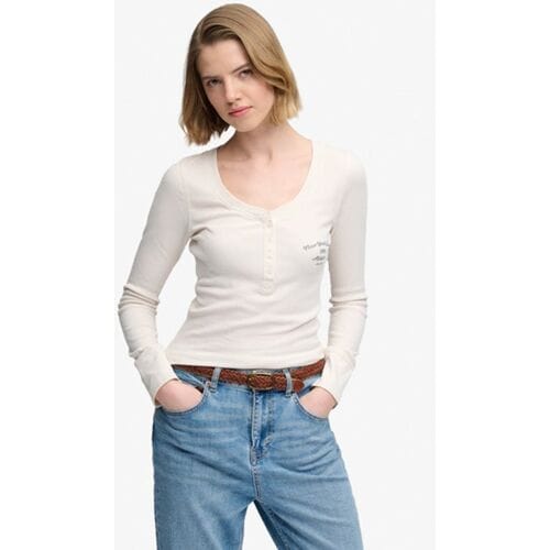 Superdry - Athletic Button Down Longsleeve Top - Dames - Lange mouwen shirts