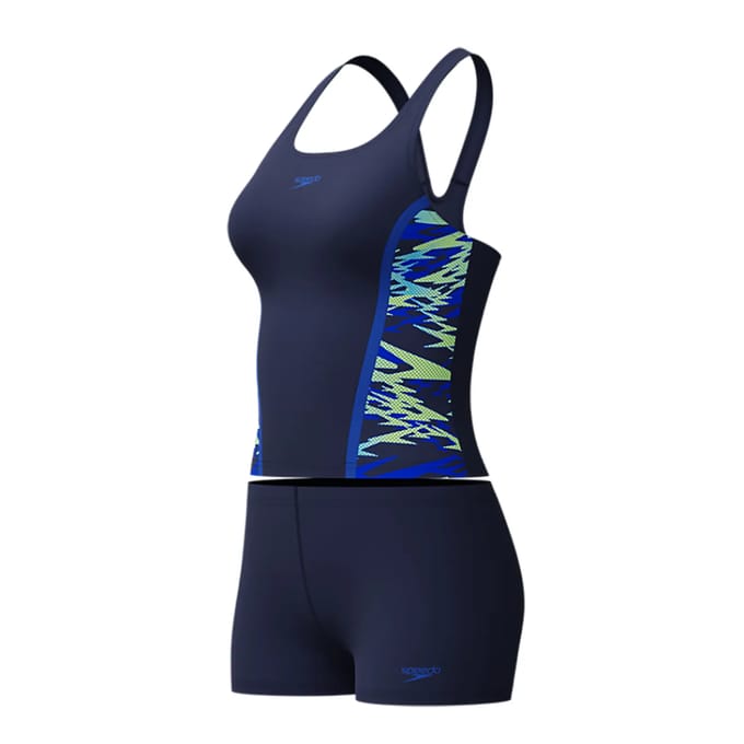 Speedo hyperboom splice tankini set in de kleur marine.