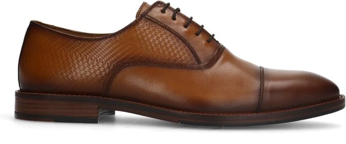 Manfield - Heren - Cognac leren veterschoenen - Maat 47