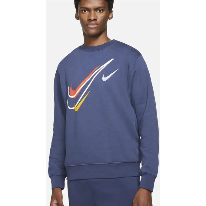Nike Heren Multi Swoosh Crewneck Sweatshirt in Navy