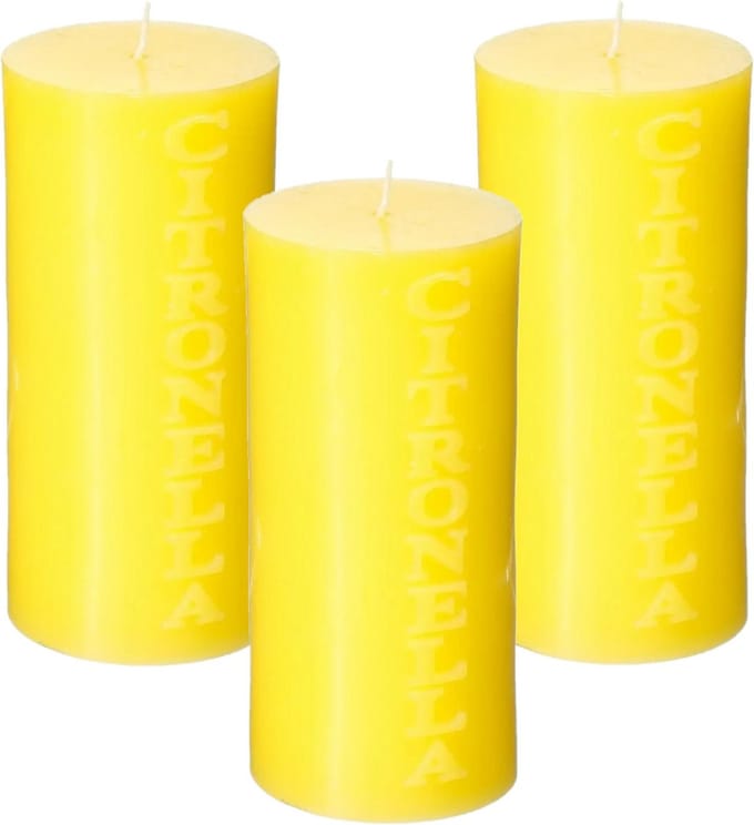Atmosphera Kaars - 3x stuks - citronella - stomkaars - 64 branduur - citrusgeur