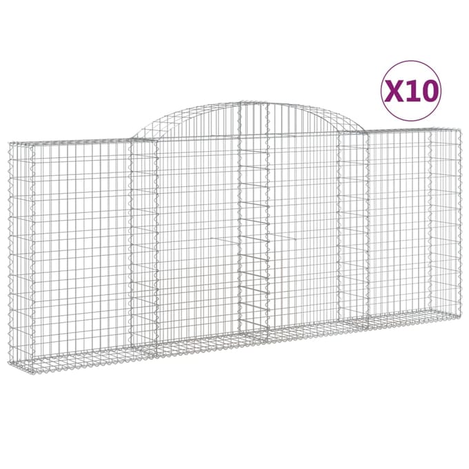 vidaXL - Schanskorven - 10 - st - gewelfd - 300x30x120/140 - cm - ijzer
