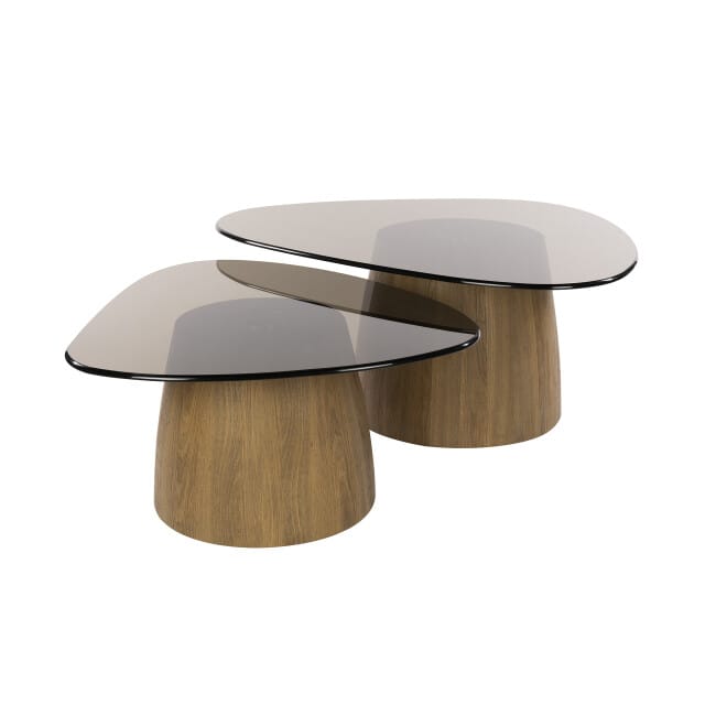 Hoyz Collection - Salontafel Tinto Driehoekig Set Van 2 - Brons Glas