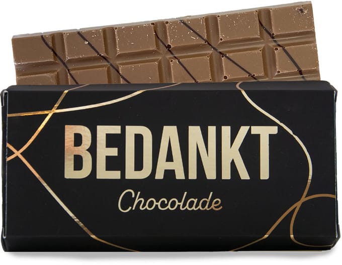 Bedankt chocolade reep | Luxe chocolade | Goud | Dag van de Zorg | Verpleging cadeau | Bedankje chocolade | Bedankje brievenbus