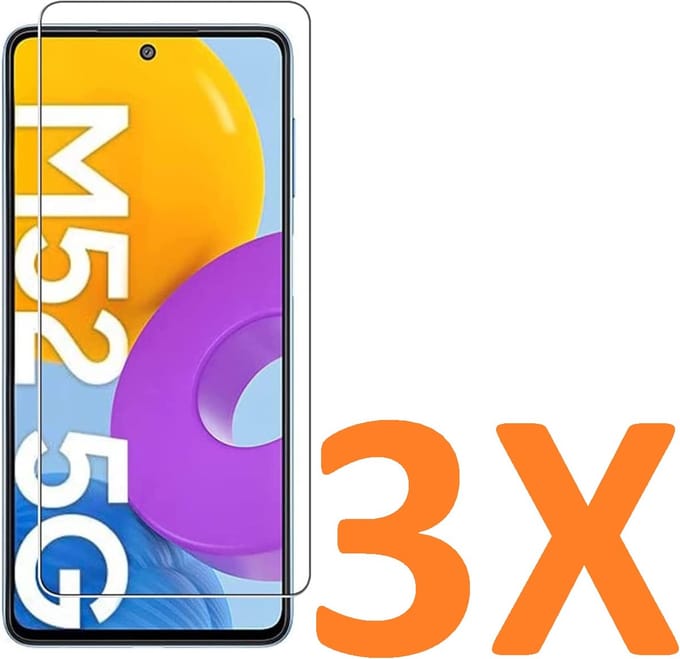 Screenprotector Glas - Tempered Glass Screen Protector - 3x Geschikt voor: Samsung Galaxy M53 5G