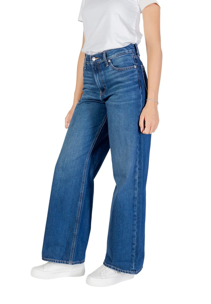 Brede Lederen Denim Broek