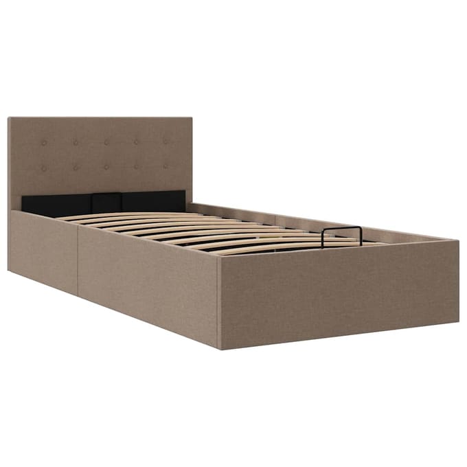 vidaXL - Bedframe - met - hydraulische - opslag - stof - taupe - 90x200 - cm