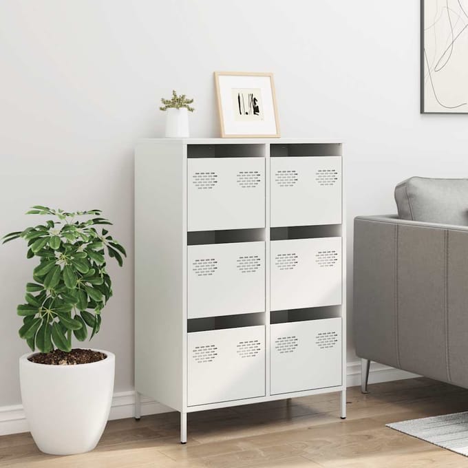 vidaXL - Hoge - kast - 68x39x101,5 - cm - staal - wit