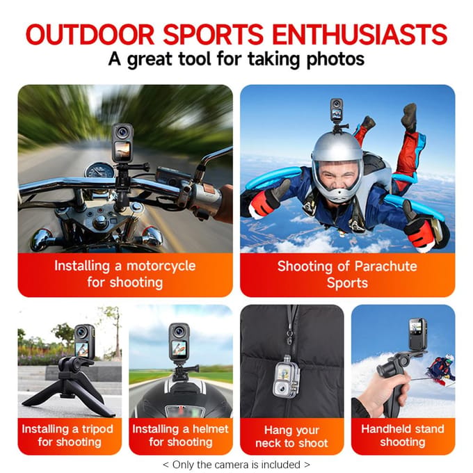 Caméra de sport 4K/30FPS, WiFi, double écran, 6 axes, anti-tremblement, contrôle tactile, télécommande par application noir