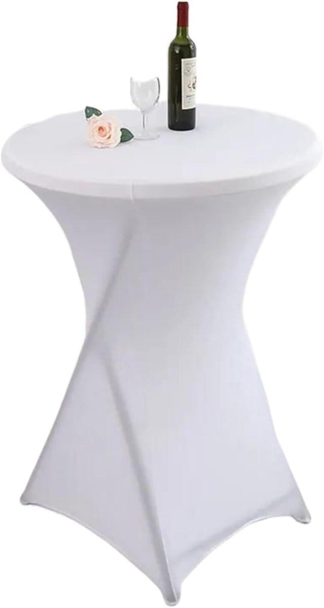 Statafelhoezen - Cocktailtafel - Feestelijke Decoratie - Stretch Spandex - 70x110 cm - Wit