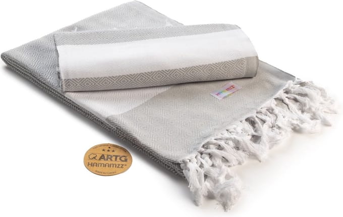 ARTG® Hamamzz - Hamamdoek - Original Marmaris De Luxe - Grijs/Wit - 100 x 180 cm - AR056