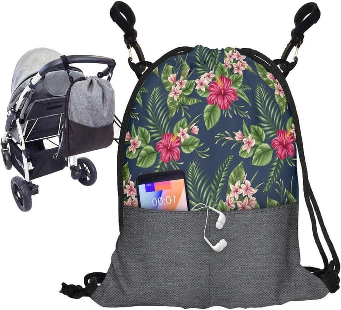 Kinderwagen Organizer - Buggy Tas - Onderweg Spullen - Universele Bevestiging - 46 x 35 cm - Palm 2