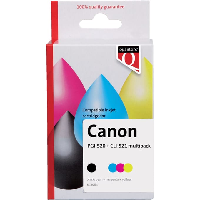 Inktcartridge Quantore alternatief tbv Canon PGI-520 CLI-521 2 zwart + 3 kleuren