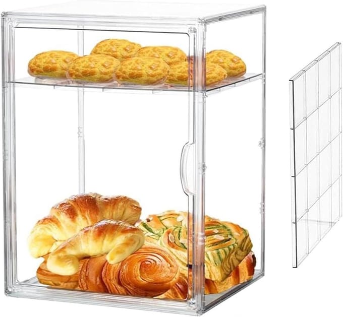 Brood Bewaardoos - Broodtrommel Acryl - Keuken Organiseren - Verstelbare Indeling - 3 compartimenten - Transparant