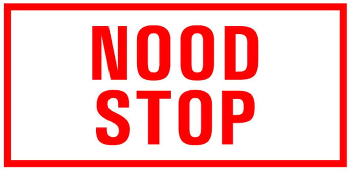Noodstop tekststicker 400 x 200 mm