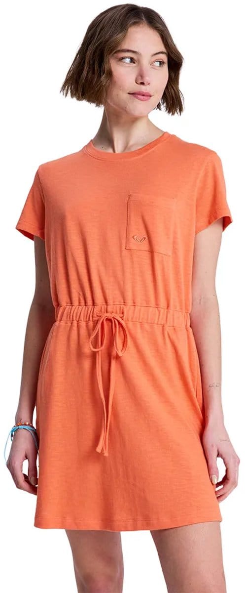 Roxy Sunny Expedition Solid Korte Mouw Jurk Oranje S Vrouw