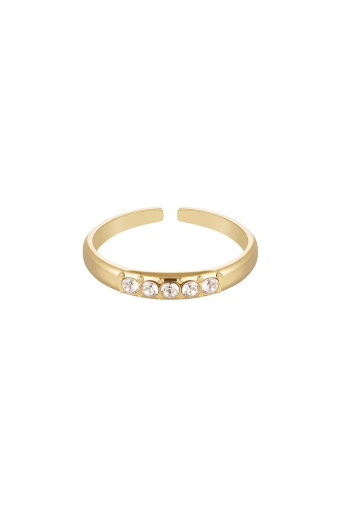 YEHWANG - ring met steentjes - goud stainless steel - one size - verstelbaar