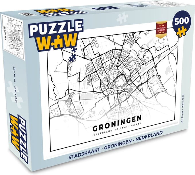 Puzzel Stadskaart - Groningen - Nederland - Legpuzzel - Puzzel 500 stukjes - Plattegrond