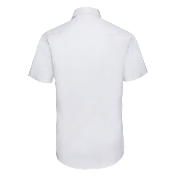 Russell Collection Heren Stretch Overhemd Met Korte Mouwen (Wit)