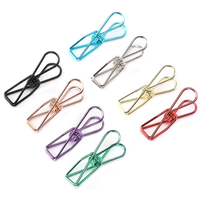 40 stuks Metalen Kleine Clips Holle Vissenvorm Kleur Zakafdichting Factuur Papierhouder Kantoor Schrijfwaren white