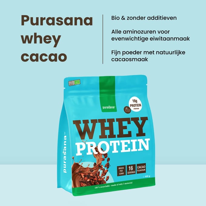 Purasana Whey proteine cacao bio 400 gram
