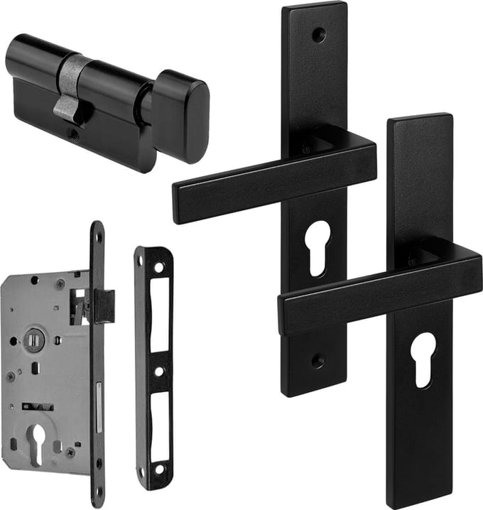 Eliot® deurklink op schild profielcilinder 72mm - incl. insteekslot PC72 - incl. knopcilinder 30/30 met 3 sleutels