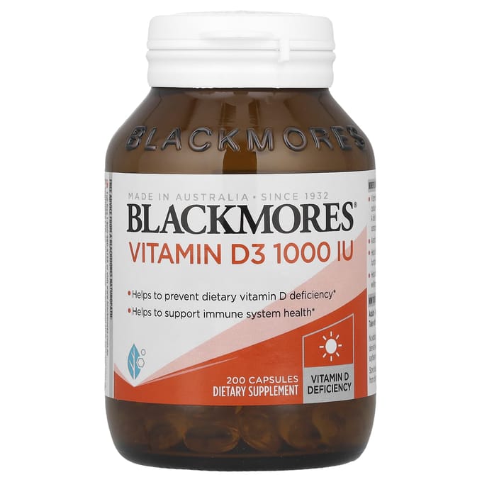 Blackmores, Vitamin D3, 25mcg (1,000IU), 200 capsules