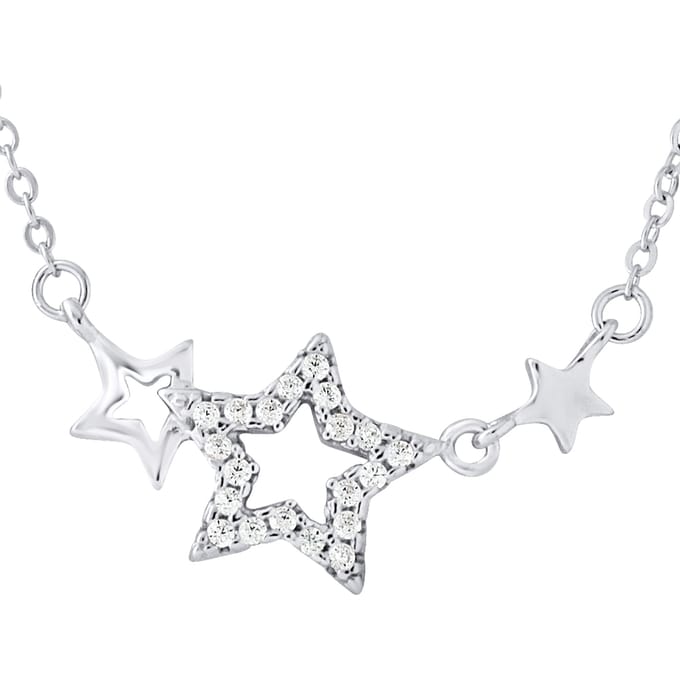 Zilveren zirkoniumoxide ster ketting