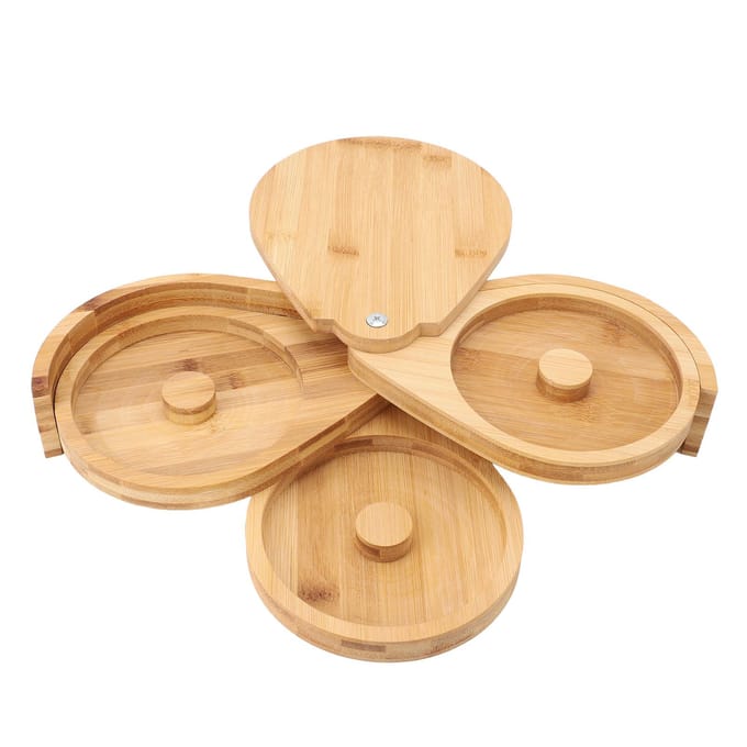 Boîte à épices à 3 niveaux Bambusoideae Rotative Divisée Support à épices Récipient de rangement pour assaisonnements pour Sel beige
