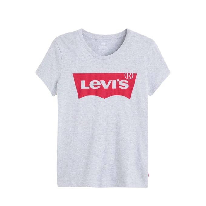 Levis Dames-T-shirt met batwing-mouwen en logo, normale pasvorm (Grijs)