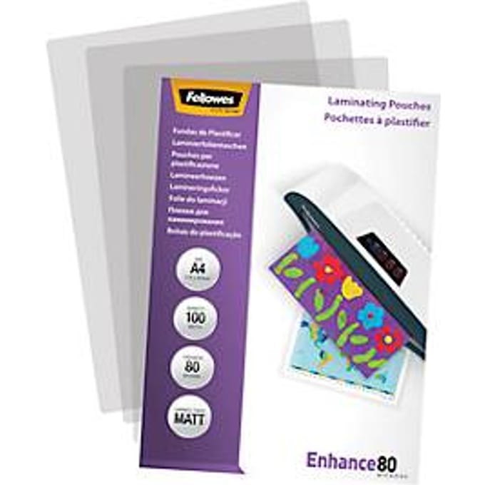 Fellowes lamineerhoezen - Enhance A4 - Matte afwerking - 80 micron - 100 stuks