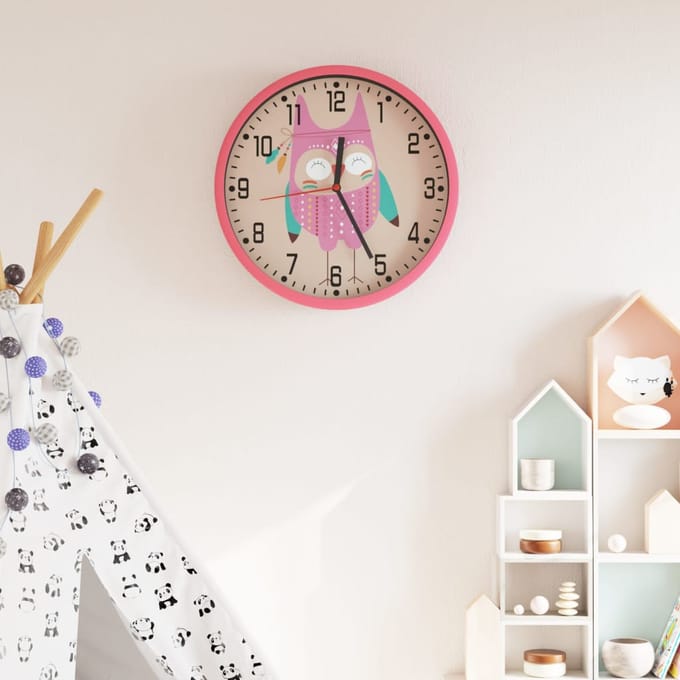 vidaXL Wandklok Ø25,5 cm polystyreen en glas roze