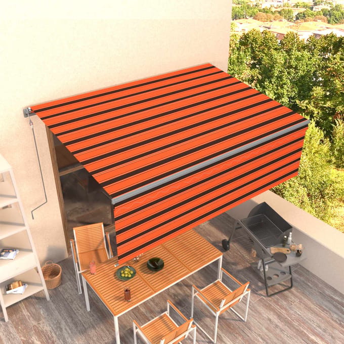 vidaXL - Luifel - automatisch - uittrekbaar - rolgordijn - 4,5x3 - m - oranje - bruin