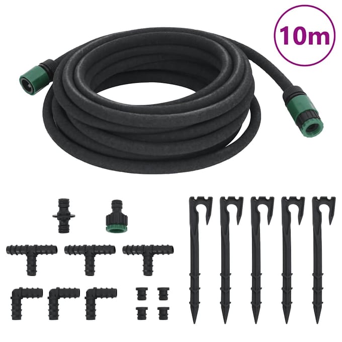vidaXL - Druppelslang - 0,6'' - 10 - m - rubber - zwart