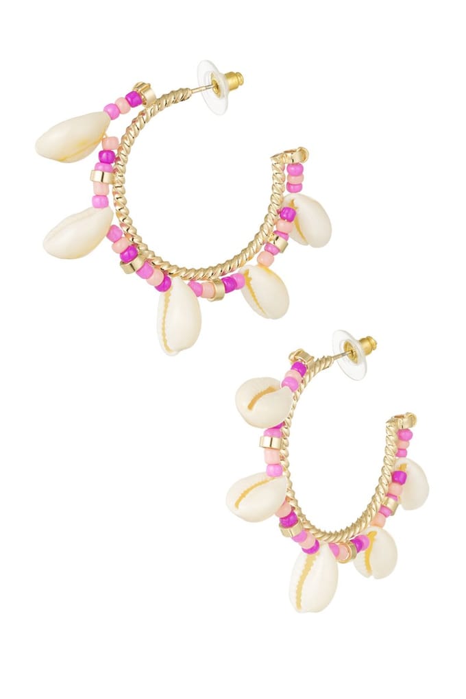 Bijoutheek Oorknoppen Statement schelpen Fuchsia
