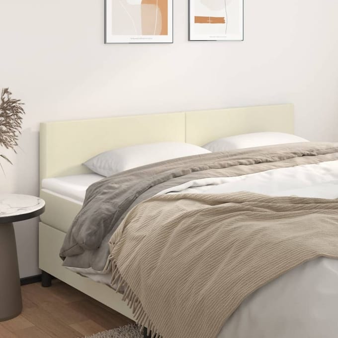 vidaXL - Hoofdborden - 200x5x78/88 - cm - kunstleer - crèmekleurig