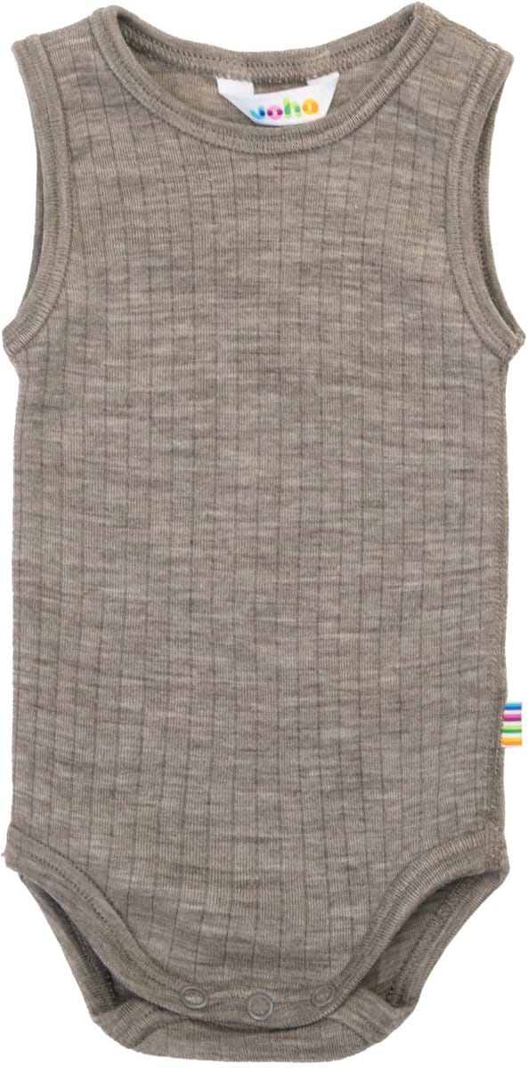 Joha baby romper - mouwloos - 100% merinowol - kleur sesam - maat 50